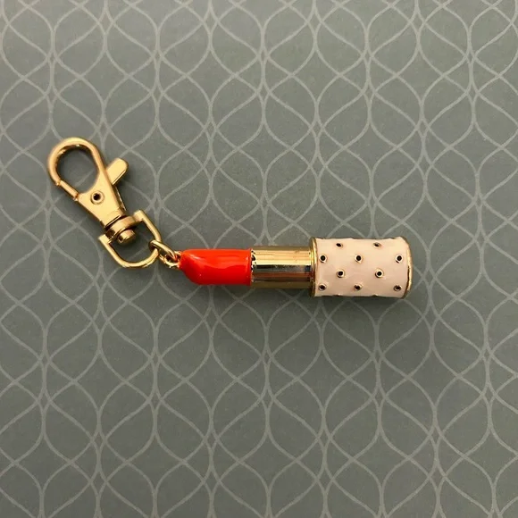 Kate Spade x Target Red and Gold Lipstick Keychain/Bag charm NWOT - Picture 7 of 8